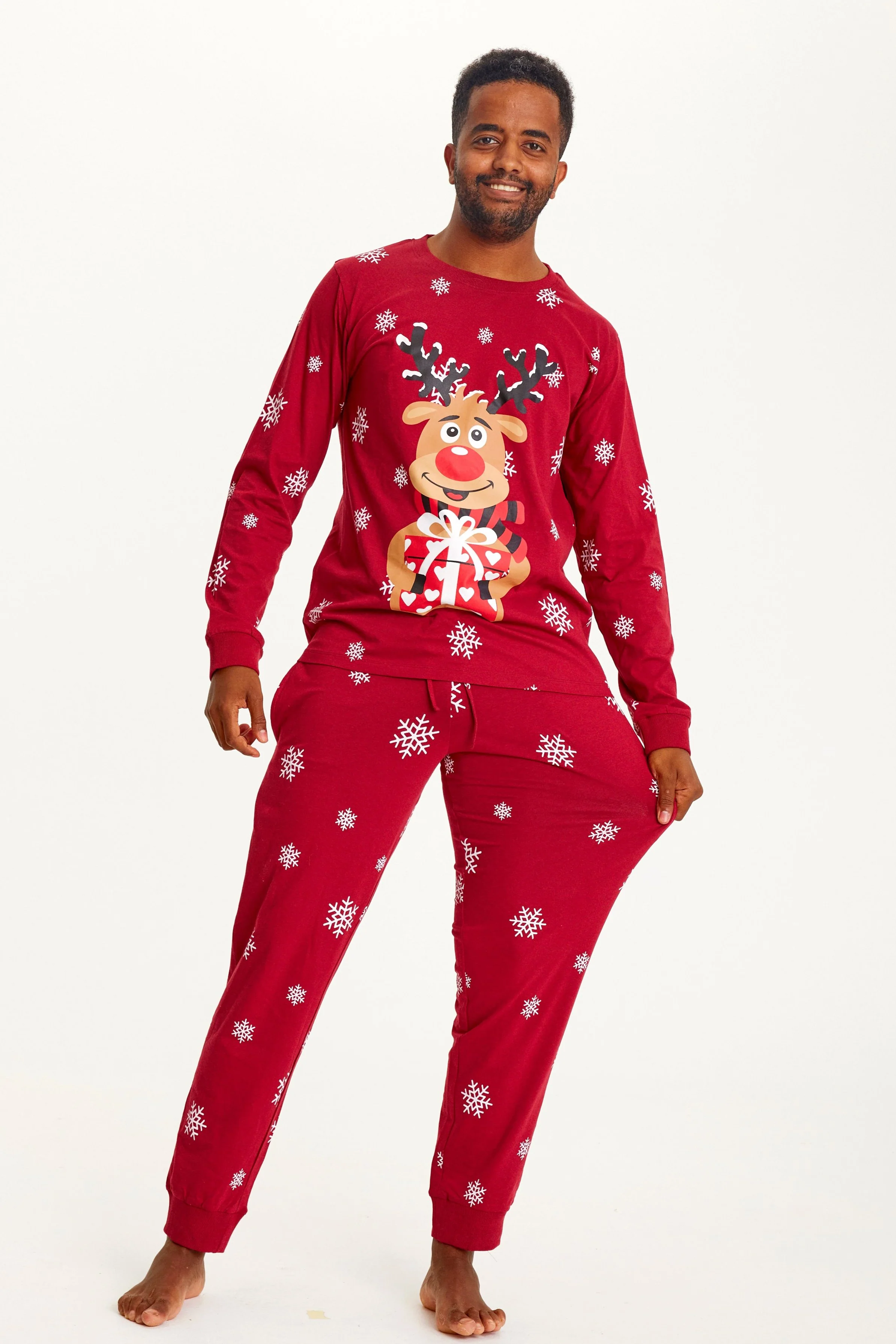 Rudolfs Cute Weihnachtspyjama Rot - Herren. - Image 3