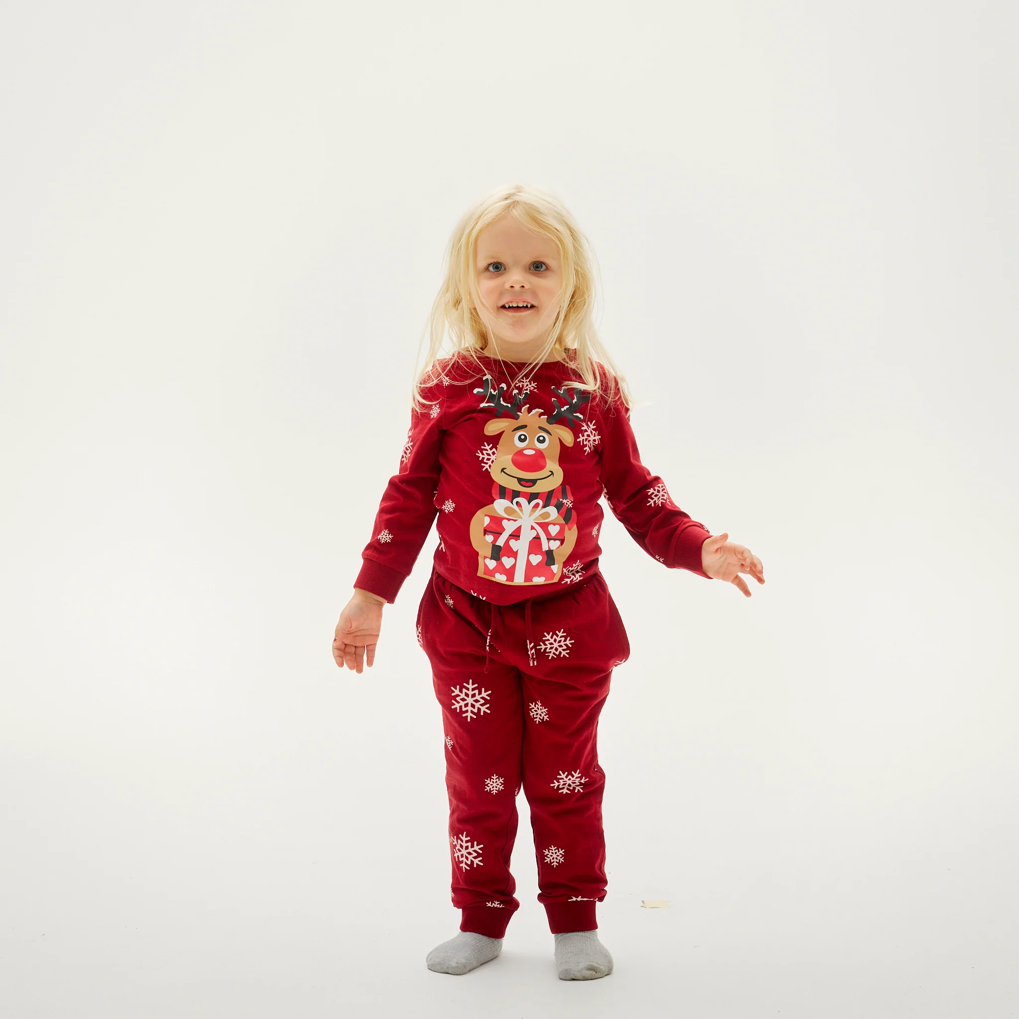 Rudolfs Cute Weihnachtspyjama Rot - Kinder. - Image 3